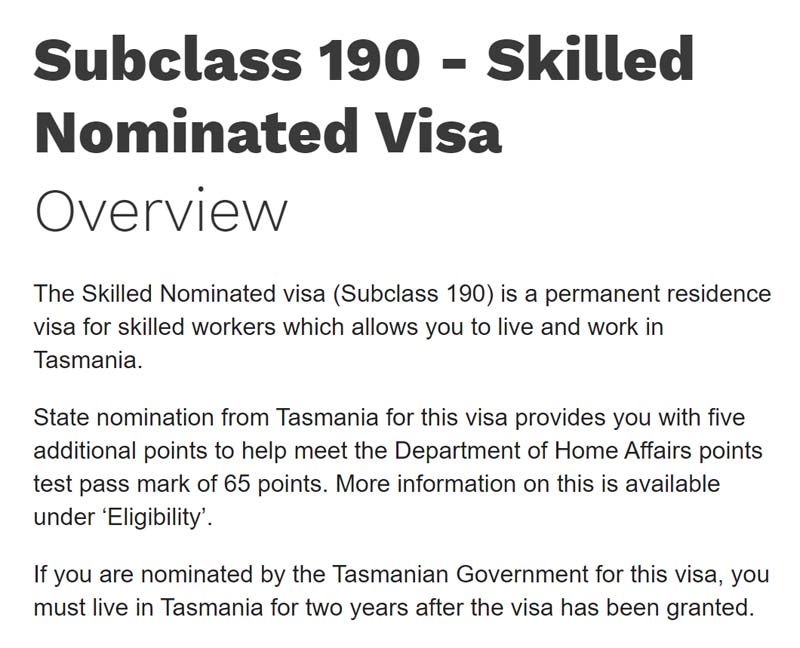 Migration Tasmania – The analysis of Tasmania’s 2022 Skilled Nomination Program (Visa 190)